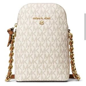 NWT Michael Kors Signature Jet Set Charm Small North South Chain Crossbody Bag